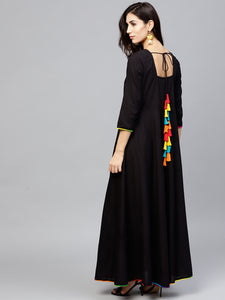 Queen ellie Women Black Solid Maxi Dress