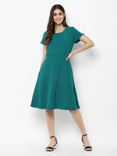 Load image into Gallery viewer, Queen ellie Green Solid Fit and Flare Dress
