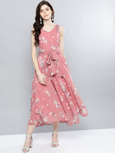 Load image into Gallery viewer, Queen ellie Women Pink &amp; Grey Printed Maxi Dress
