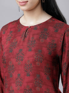 Queen ellie Maroon Printed Tunic