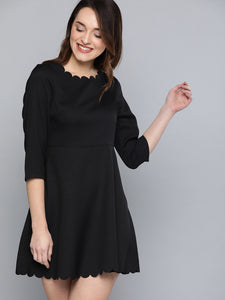 Queen ellie Women Black Solid A-Line Dress