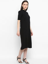 Load image into Gallery viewer, Queen ellie Women Black Solid T-shirt Dress
