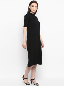 Queen ellie Women Black Solid T-shirt Dress