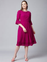 Load image into Gallery viewer, Queen ellie Women Pink Fit and Flare Dress
