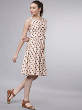 Load image into Gallery viewer, Queen ellie Women Pink &amp; Brown Printed Fit and Flare Dress
