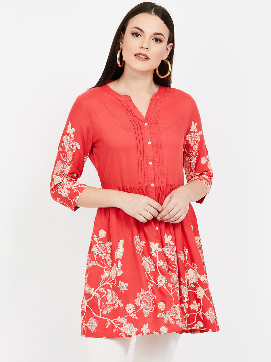 Queen ellie Red Printed Tunic