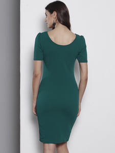 Queen ellie Women Teal Green Solid Sheath Dress