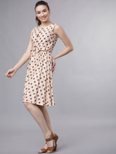 Load image into Gallery viewer, Queen ellie Women Pink &amp; Brown Printed Fit and Flare Dress
