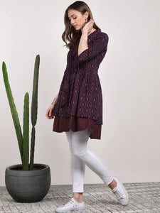 Queen ellie Navy Blue Printed Tunic