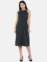 Load image into Gallery viewer, Queen ellie Women Teal Green Checked A-Line Dress
