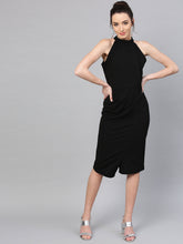 Load image into Gallery viewer, Queen ellie Women Black Solid Sheath Dress
