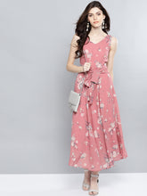 Load image into Gallery viewer, Queen ellie Women Pink &amp; Grey Printed Maxi Dress
