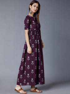 Queen ellie Women Purple Printed Maxi Dress