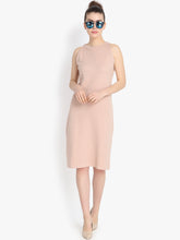 Load image into Gallery viewer, Queen ellie Women Peach-Coloured Striped Sheath Dress
