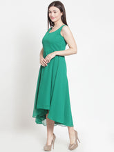 Load image into Gallery viewer, Queen ellie Women Green Solid Fit and Flare Dress
