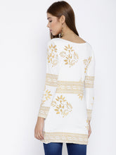 Load image into Gallery viewer, Queen ellie White &amp; Gold-Toned Printed Kurti
