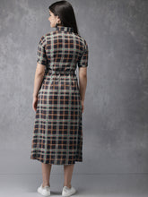 Load image into Gallery viewer, Queen ellie Women Black &amp; Yellow Checked Fusion A-Line Kurta
