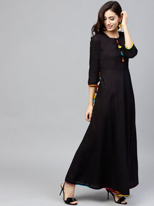 Queen ellie Women Black Solid Maxi Dress