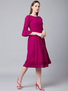 Queen ellie Women Pink Fit and Flare Dress