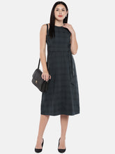 Load image into Gallery viewer, Queen ellie Women Teal Green Checked A-Line Dress
