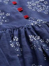 Load image into Gallery viewer, Queen ellie Women Blue Indigo Hand Block Print A-Line Dress with Gathers Detail
