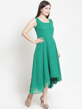 Load image into Gallery viewer, Queen ellie Women Green Solid Fit and Flare Dress
