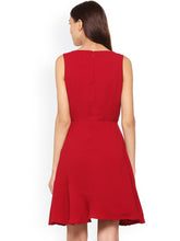 Load image into Gallery viewer, Queen ellie Red Solid Fit and Flare Dress
