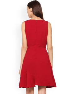 Queen ellie Red Solid Fit and Flare Dress