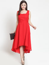 Load image into Gallery viewer, Queen ellie Women Solid Red Fit and Flare Dress
