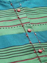 Load image into Gallery viewer, Queen ellie Women Green &amp; Blue Striped A-Line Dress
