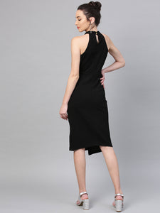 Queen ellie Women Black Solid Sheath Dress