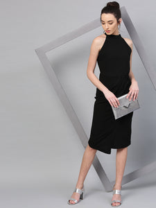 Queen ellie Women Black Solid Sheath Dress