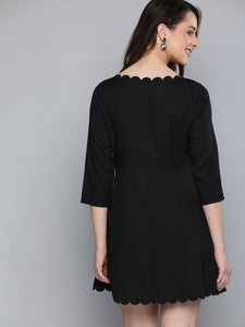 Queen ellie Women Black Solid A-Line Dress