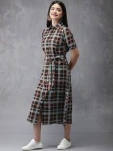 Load image into Gallery viewer, Queen ellie Women Black &amp; Yellow Checked Fusion A-Line Kurta
