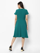 Load image into Gallery viewer, Queen ellie Green Solid Fit and Flare Dress
