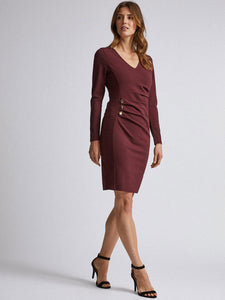 Queen ellie Women Burgundy Solid Sheath Dress