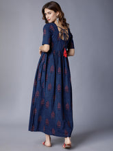 Load image into Gallery viewer, Queen ellie Women Navy Blue Printed Maxi Dress
