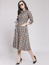 Load image into Gallery viewer, Queen ellie Women Multicoloured Checked Shirt Dress
