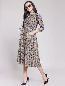 Queen ellie Women Multicoloured Checked Shirt Dress