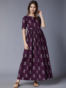 Queen ellie Women Purple Printed Maxi Dress