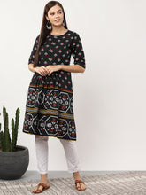 Load image into Gallery viewer, Queen Ellie Magenta and black self-design Kurti
