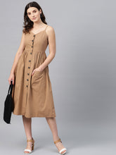 Load image into Gallery viewer, Queen ellie Women Brown Solid Empire Dress
