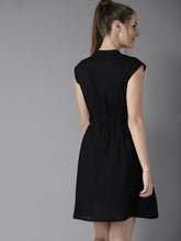 Load image into Gallery viewer, Queen ellie Women Black Solid Fit and Flare Dress
