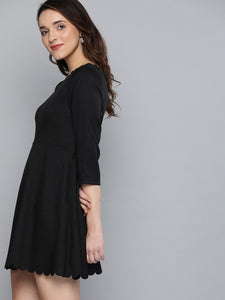 Queen ellie Women Black Solid A-Line Dress