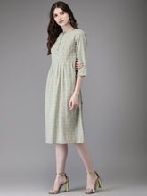 Load image into Gallery viewer, Queen ellie Women Green &amp; Mustard Printed A-Line Kurta
