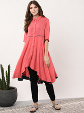 Load image into Gallery viewer, Queen Ellie Women Coral Pink Solid Tunic
