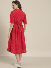 Load image into Gallery viewer, Queen ellie Women Red &amp; White Printed A-Line Dress
