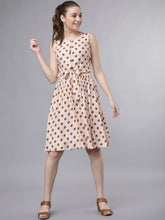 Load image into Gallery viewer, Queen ellie Women Pink &amp; Brown Printed Fit and Flare Dress
