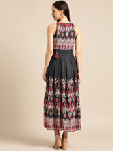 Load image into Gallery viewer, Queen ellie Women Navy Blue &amp; Off-White Printed Maxi Dress
