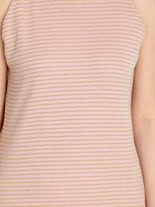 Queen ellie Women Peach-Coloured Striped Sheath Dress